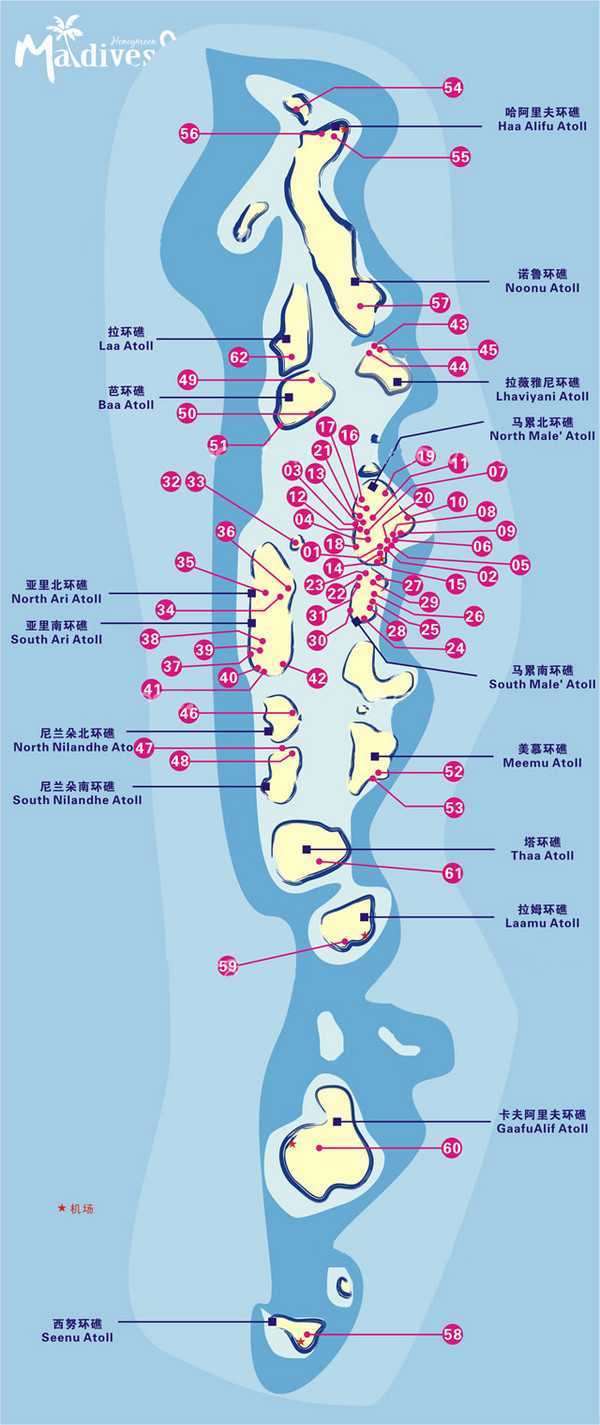 马尔代夫环礁分布图