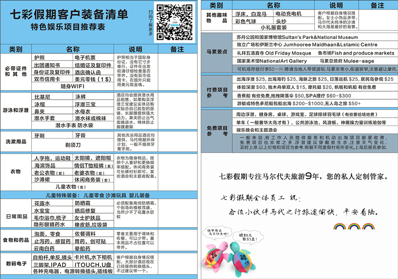 七彩假期出行清单 七彩假期出行清单